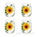 Handpainted Spring Sunflower wine glass Stemless Wine Goblet